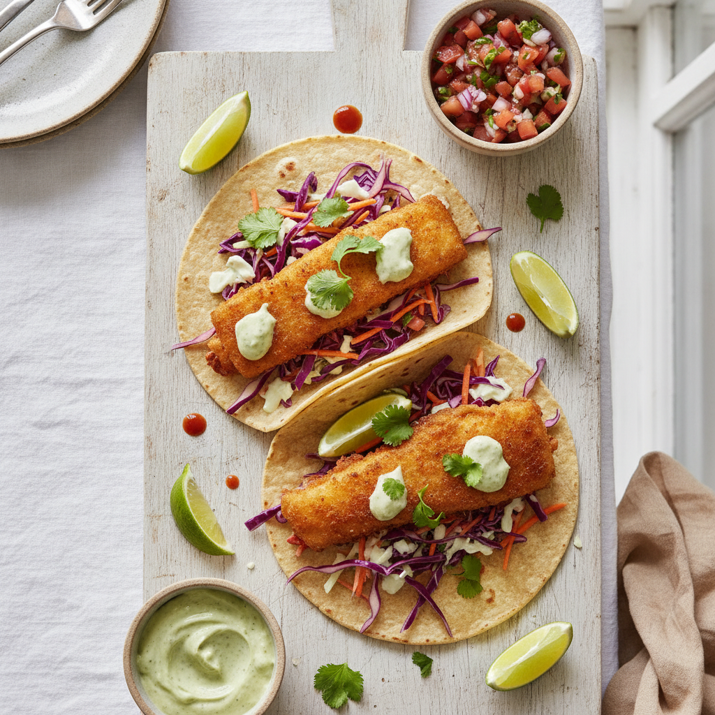 Top view Fish Tacos